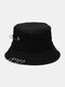 Unisex Foldable Pin Decor Cool Fashion Sunshade Bucket Hat Couple Hat - Black
