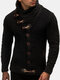 Mens Single Breasted High Neck Cable Knit Warm Casual Cardigans - Black
