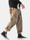 Mens Solid Color Seam Detail Drawstring Cuff Loose Cargo Pants - Khaki