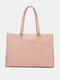 Women Faux Leather Fashion Multifunction Large Capacity Hardware Tote Handbag Shoulder Bag - Pink