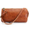 Women Dull Polish Leather Boston Crossbody Bag - Light Brown