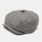 Unisex British Retro Beret Caps Woolen Cap Painter Hat Octagonal Cap - Gray