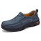 Men Hand Sitching Breathable Retro Comfy Slip-on Casual Shoes - Blue