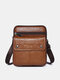 Menico Men's Leather Crossbody Bag Outdoor Casual Multi-compartment Shoulder Bag Mobile Phone Bag - Brown