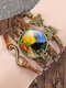 Vintage Painting Crystal Bracelet Hand-Woven Butterfly Infinity Symbol Men Women Multi-Layer Leather Bracelet - #09