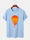 Mens 100% Cotton Sunrise Print Crew Neck Short Sleeve T-Shirts - Light Blue