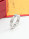 Simple Titanium Steel Couple Rings Wild Inlaid Diamond Ring Valentine's Day Gift - Silver Without Diamond