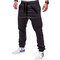 Casual Sport Pants Elastic Waist Drawstring Zipper Pockets Sportwear for Men - Black