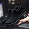 Large Size Women Winter Outdoor Mesh Warm Plush Slip On Platform Sneakers - Black