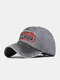 Unisex Washed Distressed Cotton Letter Embroidery Patch Patchwork Vintage Sunshade Baseball Cap - Gray