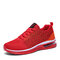 Men Knitted Fabric Air-cushion Sole Casual Running Sneakers - Red
