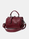 JOSEKO Women's Faux Leather Casual Simple Soft Leather Tote Shoulder Crossbody Bag - Wine Red