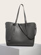 Women Vintage Large Capacity Solid Color Faux Leather Handbag Brief Tote - Gray