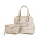 Women 2PCS Casual Elegant Hanbbags Ladies Leisure Shopping Shoulder Bags - White