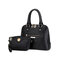 Women 2PCS Casual Elegant Hanbbags Ladies Leisure Shopping Shoulder Bags - Black