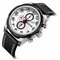 Practical Sports Men Watch Leather Band Chronograph date Multifunction Quartz Watch - Black & White