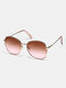 Men's Fashion Trend Outdoor UV Protection Gradient Metal Butterfly Large Frame Sunglasses - Pink