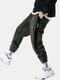 Mens Chinese Style Corduroy Solid Color Multi Pockets Ankle Banded Pants - Army Green