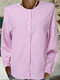 Women Pinstripe Crew Neck Casual 3/4 Sleeve Shirt - Pink