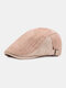 Men Mesh Solid Color Summer Outdoor Breathable Flat Hat Forward Hat Beret - Khaki