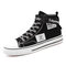 Men Stylish Canvas Luminous Pattern Non Slip Buckle Lace Up High Top Sneakers - Black&White