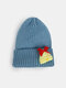 Unisex Polyester Cotton Knitted Solid Color Christmas Element Cartoon Decoration All-match Warmth Brimless Beanie Hat - Blue