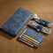 Vintage Genuine Leather Wallet Set 5.8 ″ Touch Screen Phone Bag For Men - Light Blue