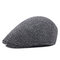Mens Woolen Solid Gatsby Flat Thick Beret Cap Adjustable Ivy Hat Golf Driving Cabbie Hat Peaked Cap - Grey