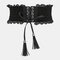 Women Waist Tassel Stretch Girdle Lace Sexy Wide Belt Fashion Accessories - Black