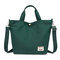 Women Canvas Tote Bag Solid Handbag Large Capacity Leisure Crossbody Bag - Green