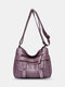 Women Vintage Multi-pocket PU Leather Soft Crossbody Bag Shoulder Bag - Purple