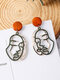Fashion Exaggerated Abstract Human Face Earrings Gold Color Wood Dangle Earings for Women - Dark Green