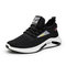 Men Running Knitted Fabric Light Weight Lace Up Sport Daily Shoes - Black