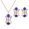 Elegant Jewelry Set Opal Rhinestone Earrings Necklace Jewelry Set for Women - Blue