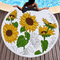 Sunflower Round Beach Towel Blanket Hawaii Hawaiian Tropical Large Microfiber Terry Beach Roundie Palm Circle Picnic Carpet Yoga Mat with Fringe - #4