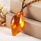 Vintage Ethnic Geometric Beeswax Pendant Necklace Square Rhombus Drop Charm Necklaces Gift - #1