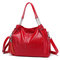 Women Simple Large-capacity  Soft Leather Hand Bag Shoulder Bag - Red