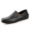 Men Folded Two Way Wearing Leather Slip On Driving Casual Loafers Shoes - Black