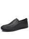 حذاء رجالي بدون كعب قابل للتنفس بمقدمة مستديرة قابل للتنفس سهل الارتداء - أسود