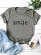 Casual Letter Print Solid Color Short Sleeve  Plus Size T-shirt - Dark Grey