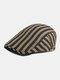 Men & Women Cotton Stripes Pattern Casual Fashion Breathable Forward Hat Flat Hat - Yellow