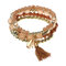 4 Pcs/set Pearl Glass Bead Bracelet with Tassel Crystal Pendant Bracelets Pack for Women - Orange