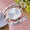 Trendy Rivet Butterfly Winding Watch Three Circle Leather Quartz Watch For Women - White