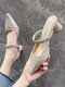Women Two Ways Luxury Evening Party Shoes Elegant Rhinestone Slingback Heels - Beige