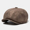 Men Vintage Painter Beret Hats Octagonal Newsboy Cap Cabbie Lvy Flat Hat - Brown