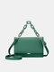 Women Faux Leather Fashion Solid Color Chain Crossbody Bag Shoulder Bag - Green