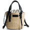 Straw Beach Bag Bucket Bag Handbag Shoulder Bag For Women - Black