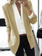 Solid Color Slim Suit Long Sleeve Jacket For Women - Khaki