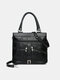 Vintage Genuine Leather Multi-layer ZIP Color Block Design Crossbody Bag Handbag - Black