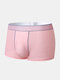 Mens Mesh Breathable Contrast Binding Geo Pattern Waistband Boxer Briefs - Pink
